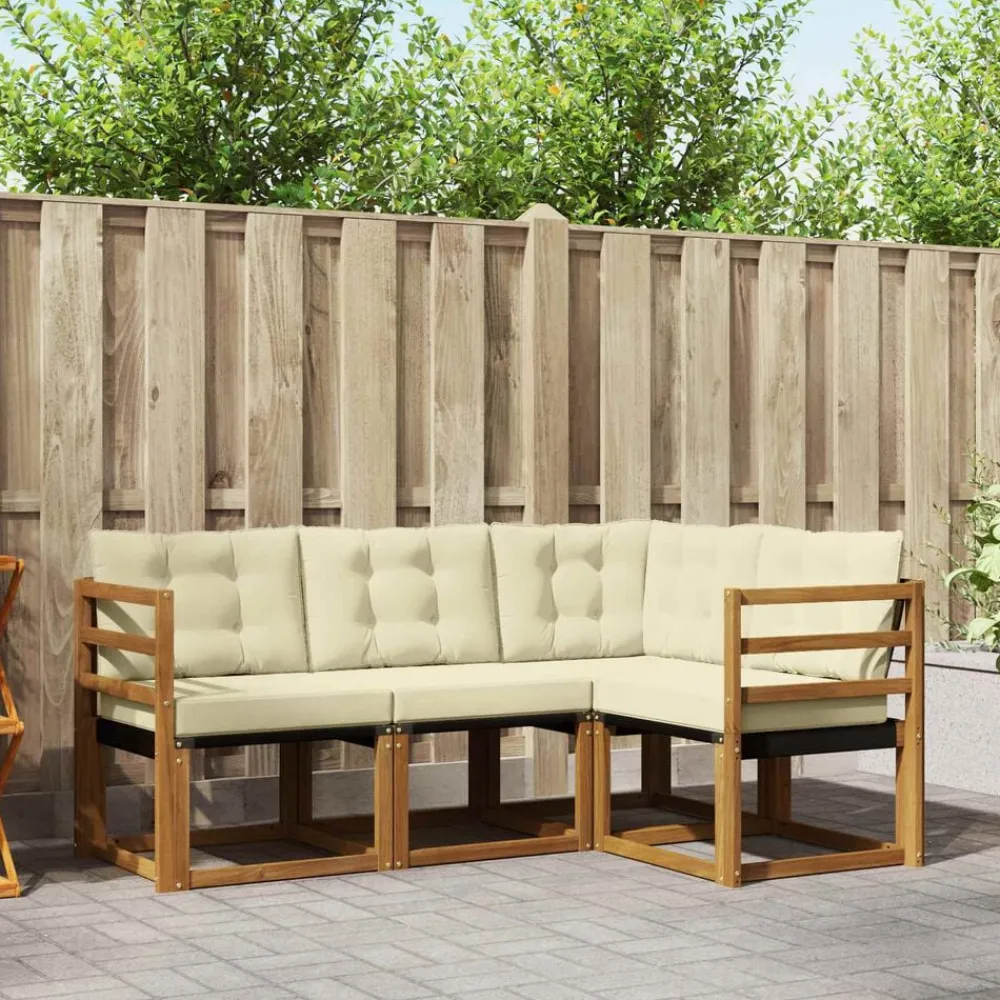vidaXL Conjuntos De Muebles-Conjunto de sofás de exterior 4 pcs Gris Natural y Claro