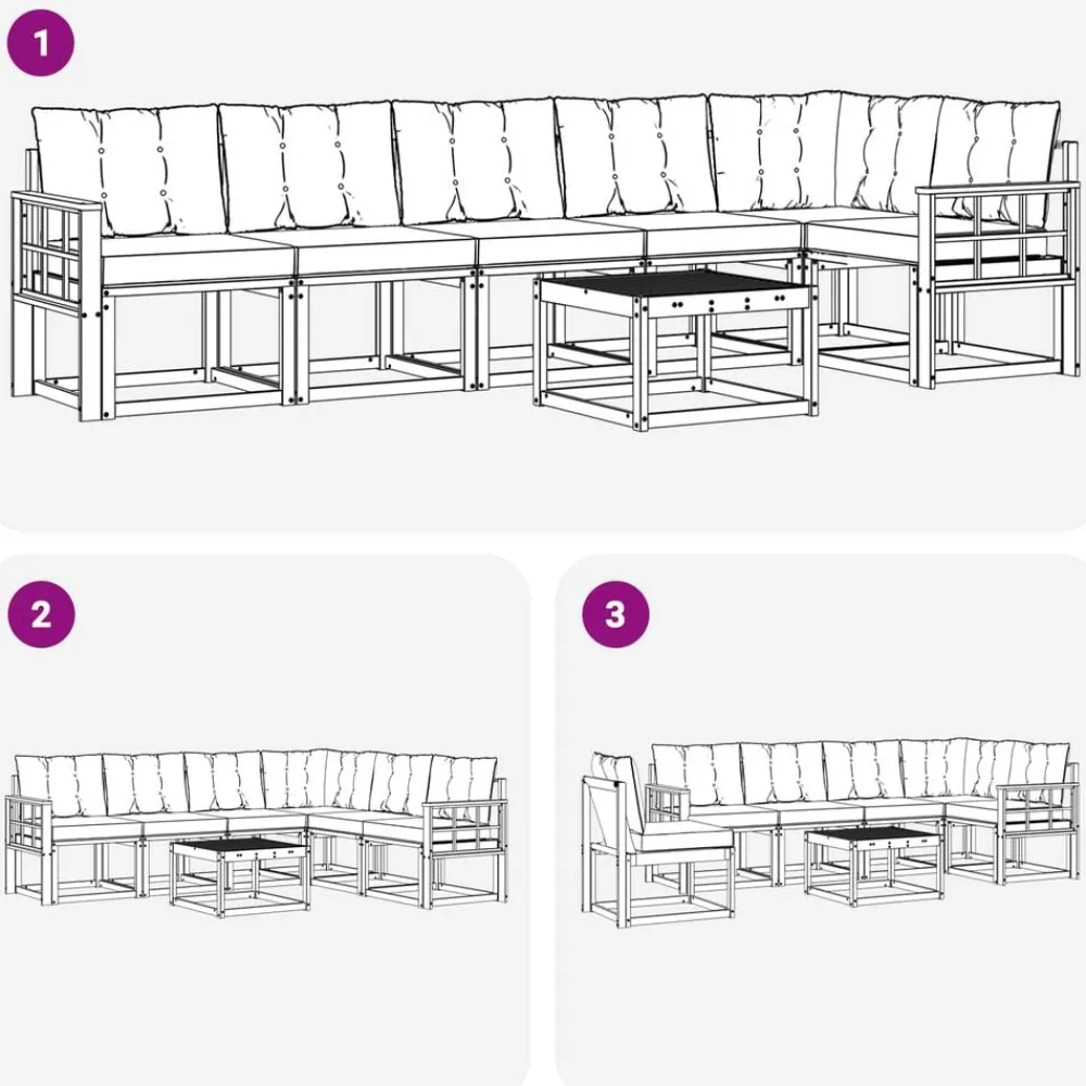 vidaXL Conjunto de sofás de exterior con cojín 7 pcs Natural y crema Discount