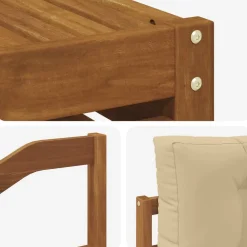 vidaXL Conjunto de sofás de exterior con cojín 7 pcs Natural y beige Discount