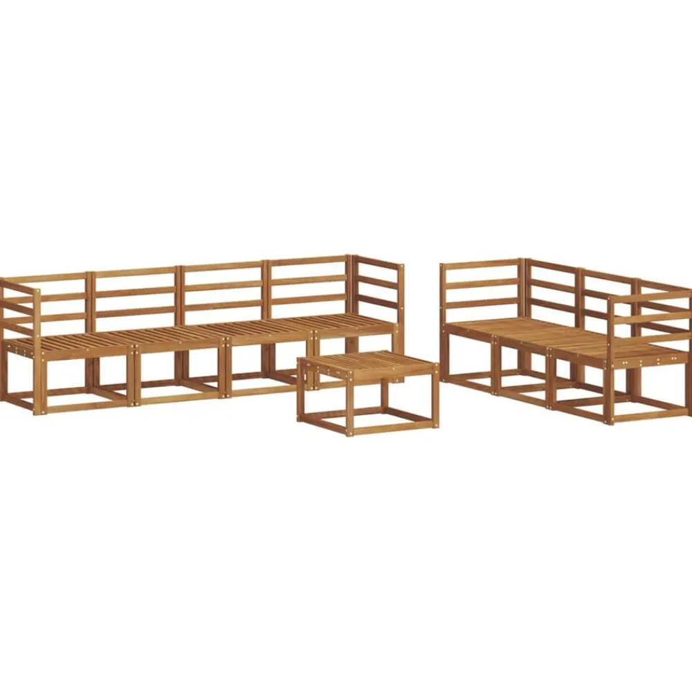 vidaXL Conjuntos De Muebles-Conjunto de sofás de exterior con cojín 8 pcs Natural y Crema