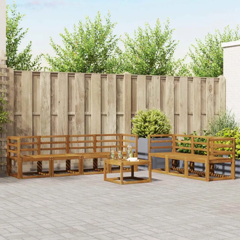 vidaXL Conjuntos De Muebles-Conjunto de sofás de exterior con cojín 8 pcs Natural y Crema