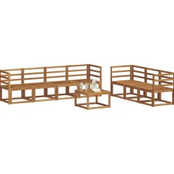 vidaXL Conjuntos De Muebles-Conjunto de sofás de exterior con cojín 8 pcs Natural y Crema