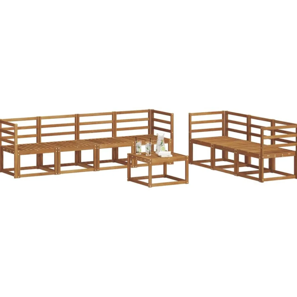 vidaXL Conjuntos De Muebles-Conjunto de sofás de exterior con cojín 8 pcs Natural y Crema