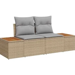 vidaXL Conjunto de sofás de jardín con cojín 7 pcs Beige Poliratán beige y gris Discount