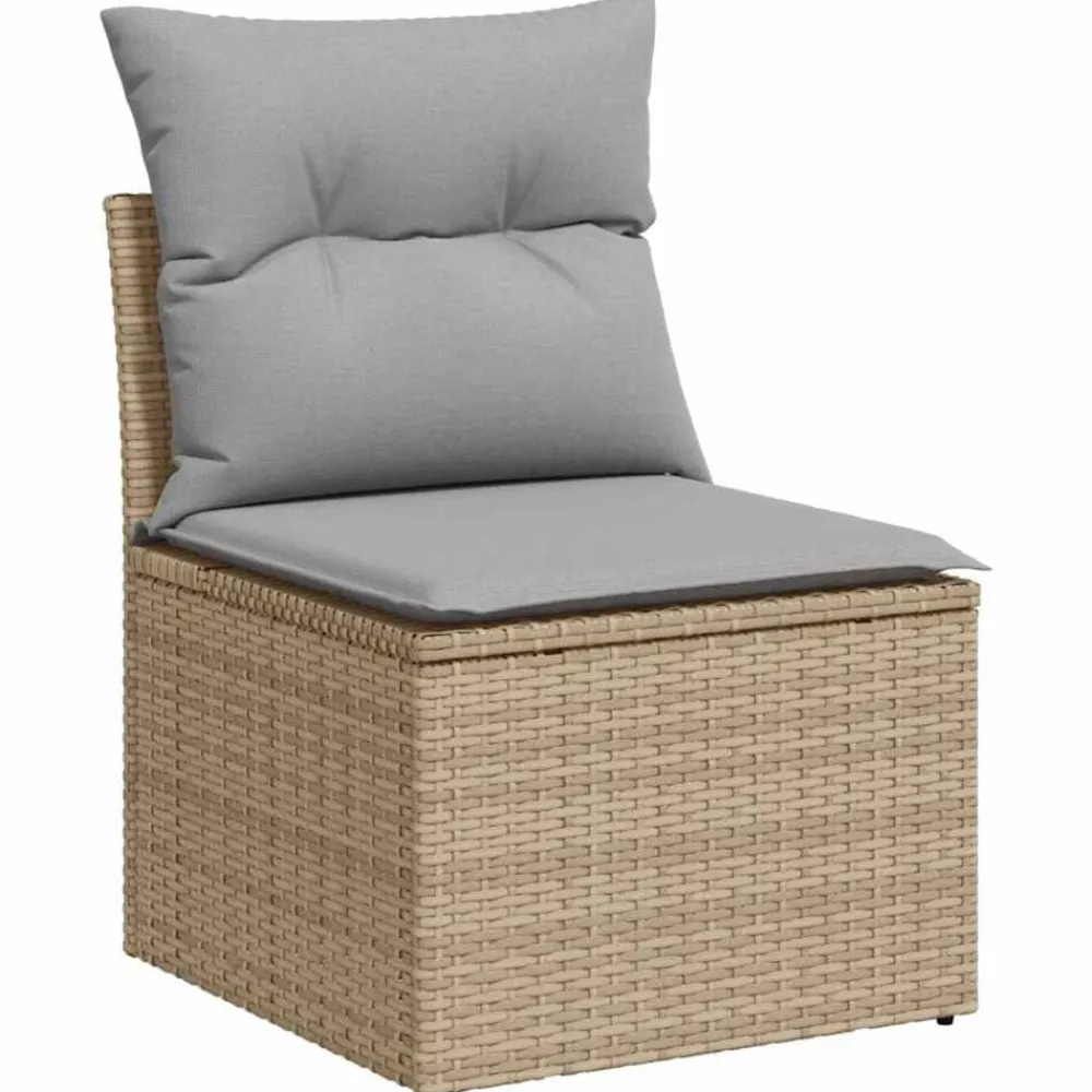 vidaXL Conjunto de sofás de jardín con cojín 7 pcs Beige Poliratán beige y gris Discount
