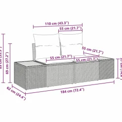 vidaXL Conjunto de sofás de jardín con cojín 7 pcs Beige Poliratán beige y gris Discount