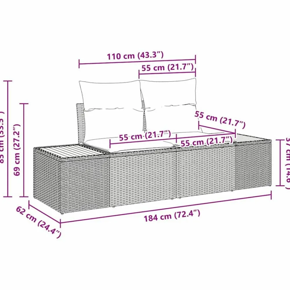 vidaXL Conjunto de sofás de jardín con cojín 7 pcs Beige Poliratán beige y gris Discount