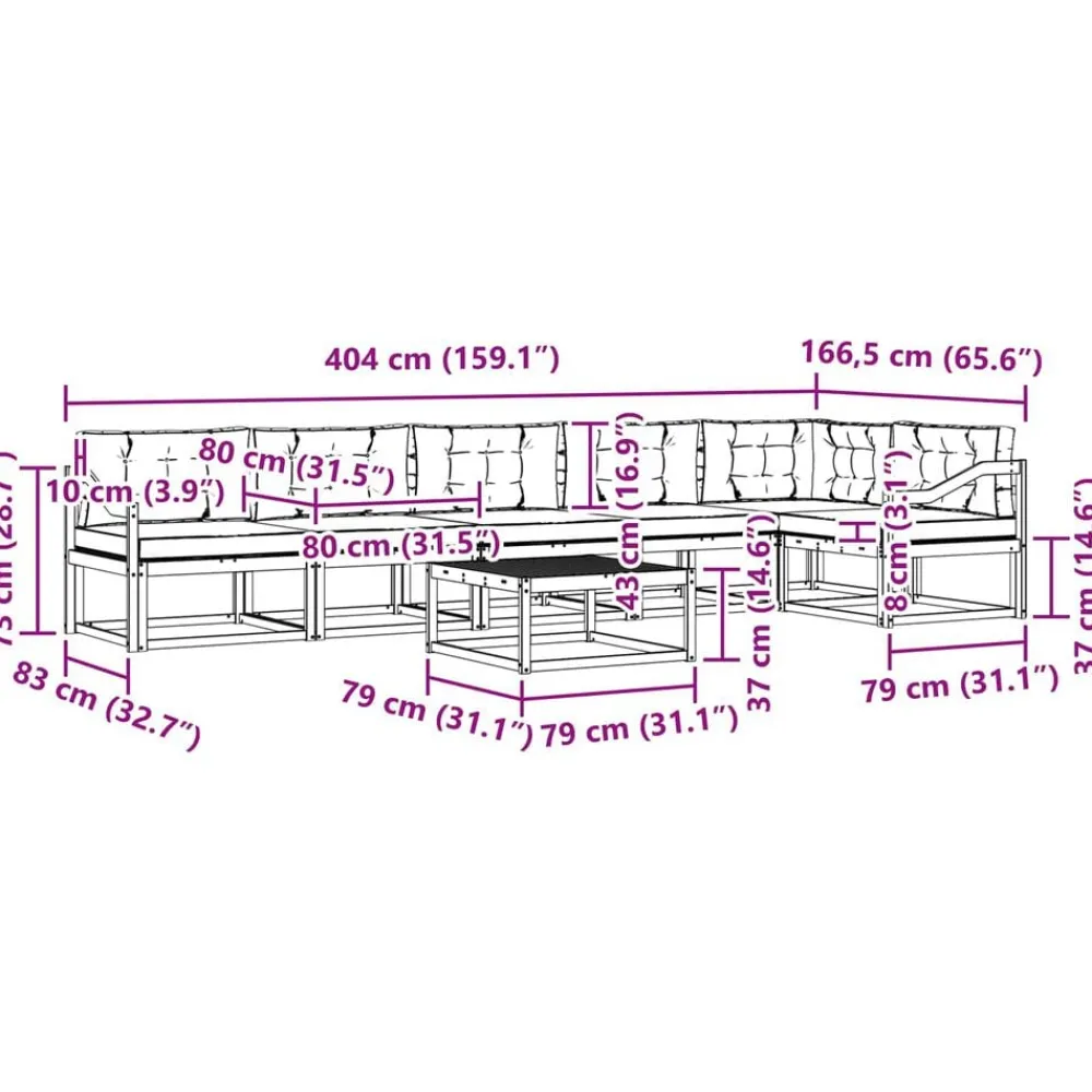 vidaXL Conjuntos De Muebles-Conjunto de sofás de exterior con cojín 7 pcs