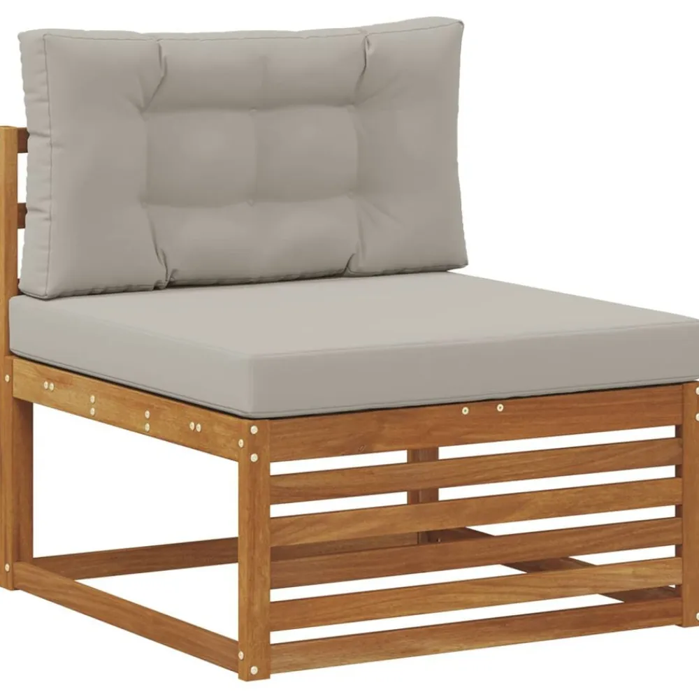 vidaXL Conjuntos De Muebles-Conjunto de sofás de exterior 6 pcs Gris Natural y Claro
