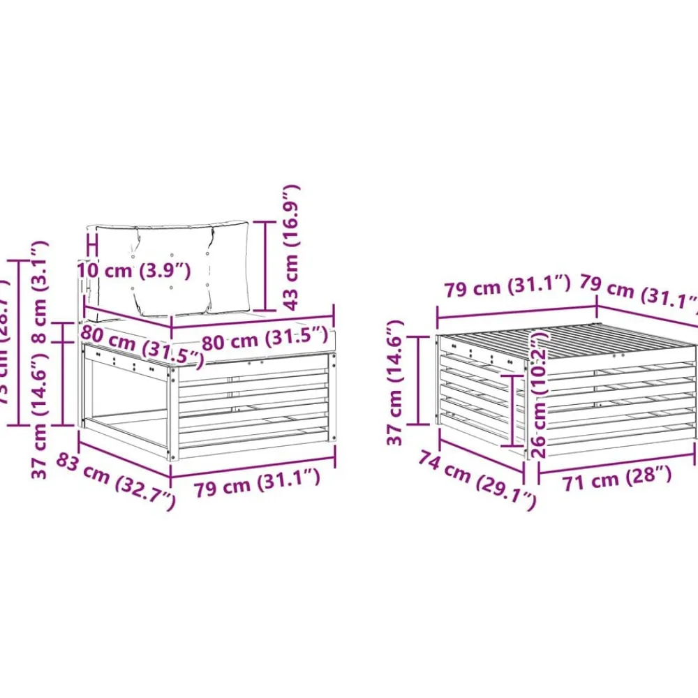 vidaXL Conjuntos De Muebles-Conjunto de sofás de exterior 6 pcs Gris Natural y Claro