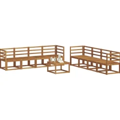 vidaXL Conjuntos De Muebles-Conjunto de sofás de exterior 9 pcs