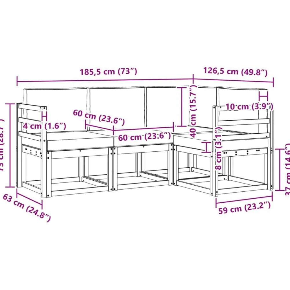 vidaXL Conjuntos De Muebles-Conjunto de sofás de exterior con cojín 4 pcs