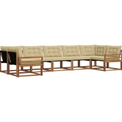 vidaXL Conjunto de sofás de exterior con cojín 7 pcs Natural y beige Best