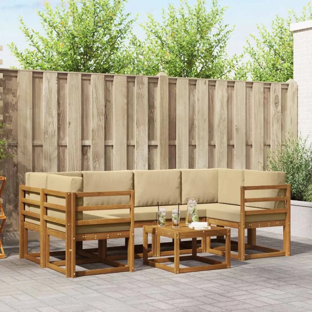 vidaXL Conjuntos De Muebles-Conjunto de sofás de exterior con cojín 7 pcs