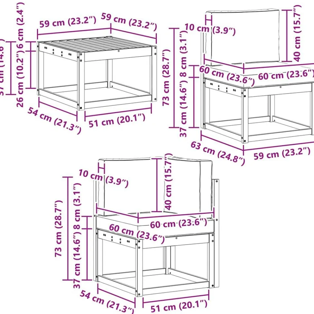 vidaXL Conjuntos De Muebles-Conjunto de sofás de exterior con cojín 7 pcs