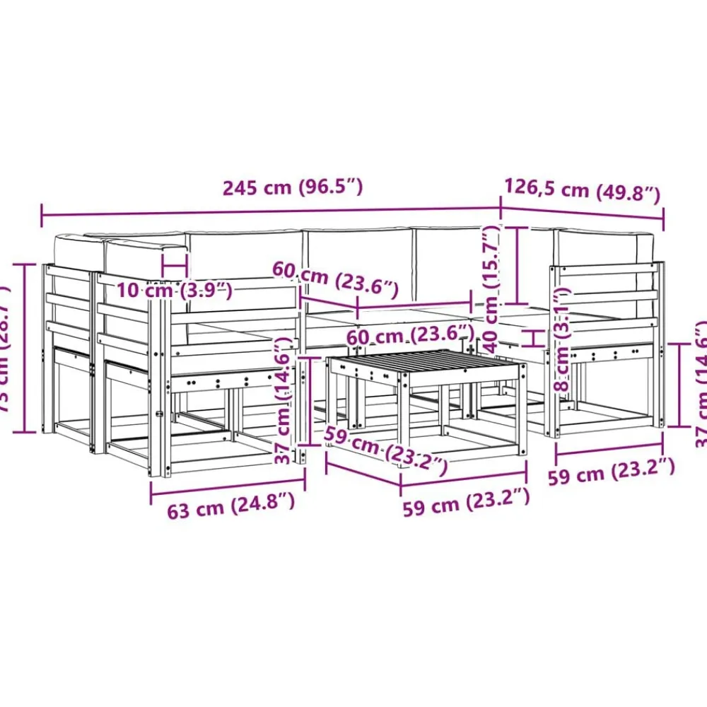 vidaXL Conjuntos De Muebles-Conjunto de sofás de exterior con cojín 7 pcs