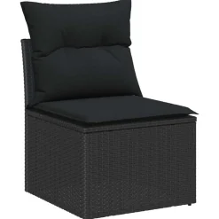 vidaXL Conjunto de sofás de jardín 9 pcs ratán sintético Negro