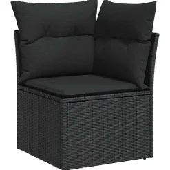 vidaXL Conjunto de sofás de jardín 9 pcs ratán sintético Negro