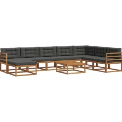vidaXL Conjunto de sofás de exterior 9 pcs Natural y antracita Hot