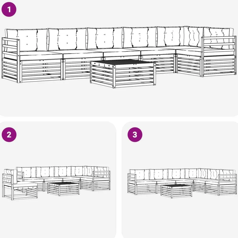 vidaXL Conjuntos De Muebles-Conjunto de sofás de exterior con cojín 7 pcs