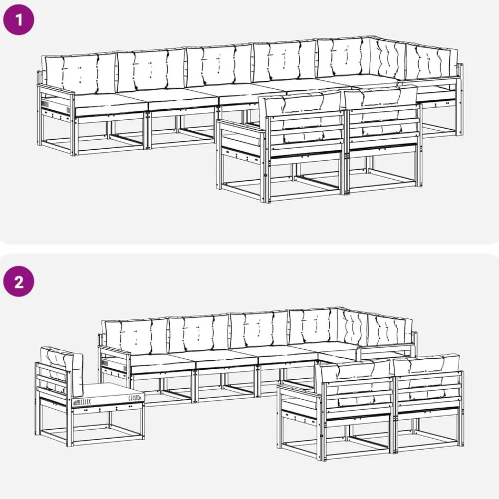 vidaXL Conjunto de sofás de exterior con cojín 8 pcs Natural y crema Online