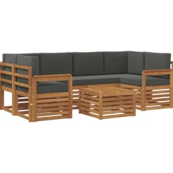 vidaXL Conjunto de sofás de exterior 7 pcs Natural y antracita Clearance