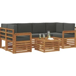 vidaXL Conjunto de sofás de exterior 7 pcs Natural y antracita Clearance