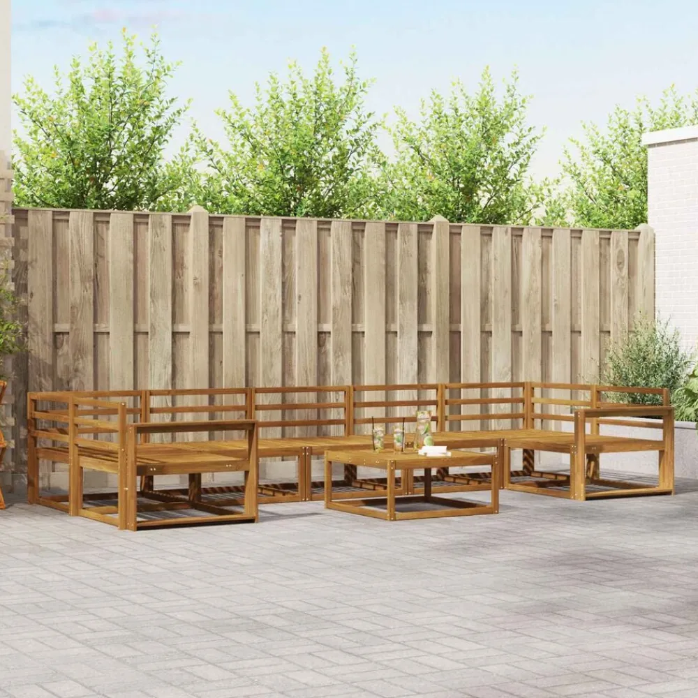 vidaXL Conjunto de sofás de exterior 8 pcs Natural