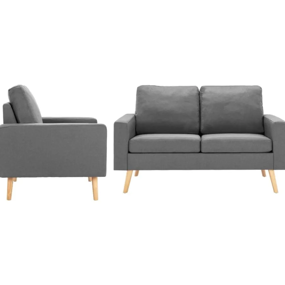vidaXL Conjunto de sofás de 2 piezas tela Gris claro Clearance