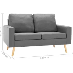 vidaXL Conjunto de sofás de 2 piezas tela Gris claro Clearance