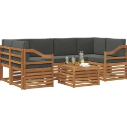 vidaXL Conjuntos De Muebles-Conjunto de sofás de exterior 7 pcs