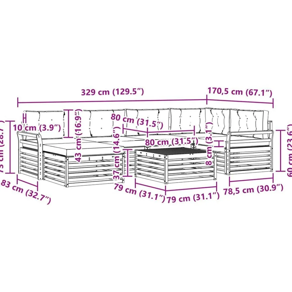 vidaXL Conjunto de sofás de exterior con cojín 7 pcs Natural y beige Hot