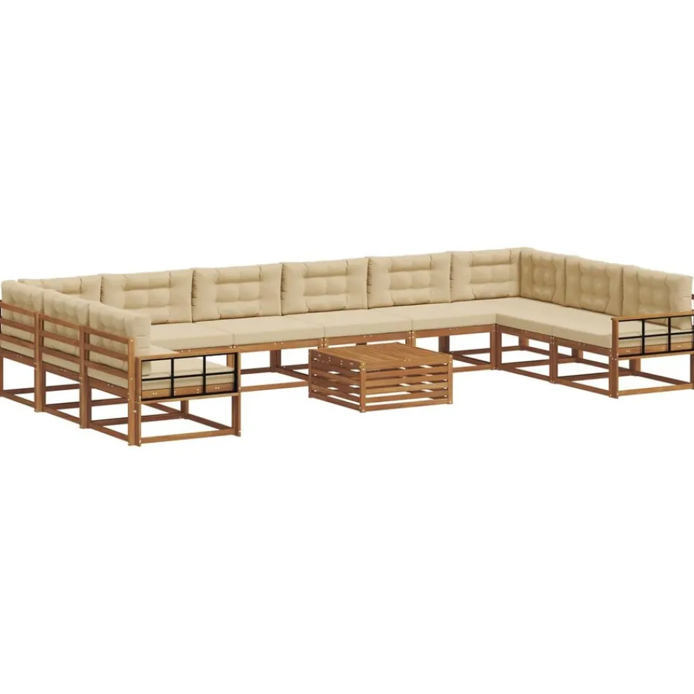 vidaXL Conjuntos De Muebles-Conjunto de sofás de exterior con cojín 11 pcs