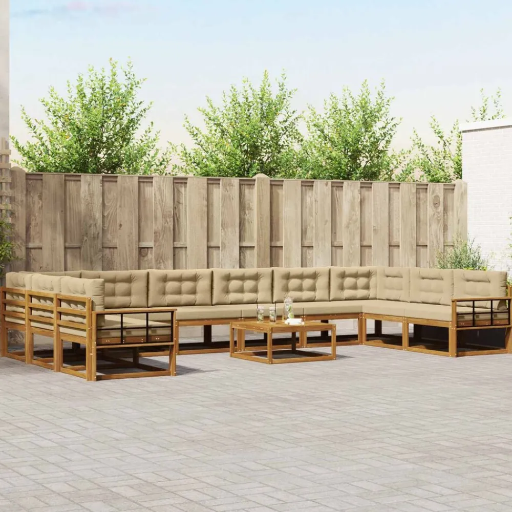 vidaXL Conjuntos De Muebles-Conjunto de sofás de exterior con cojín 11 pcs
