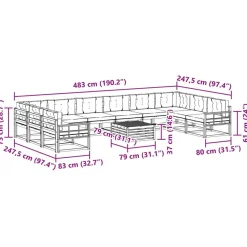 vidaXL Conjuntos De Muebles-Conjunto de sofás de exterior con cojín 11 pcs
