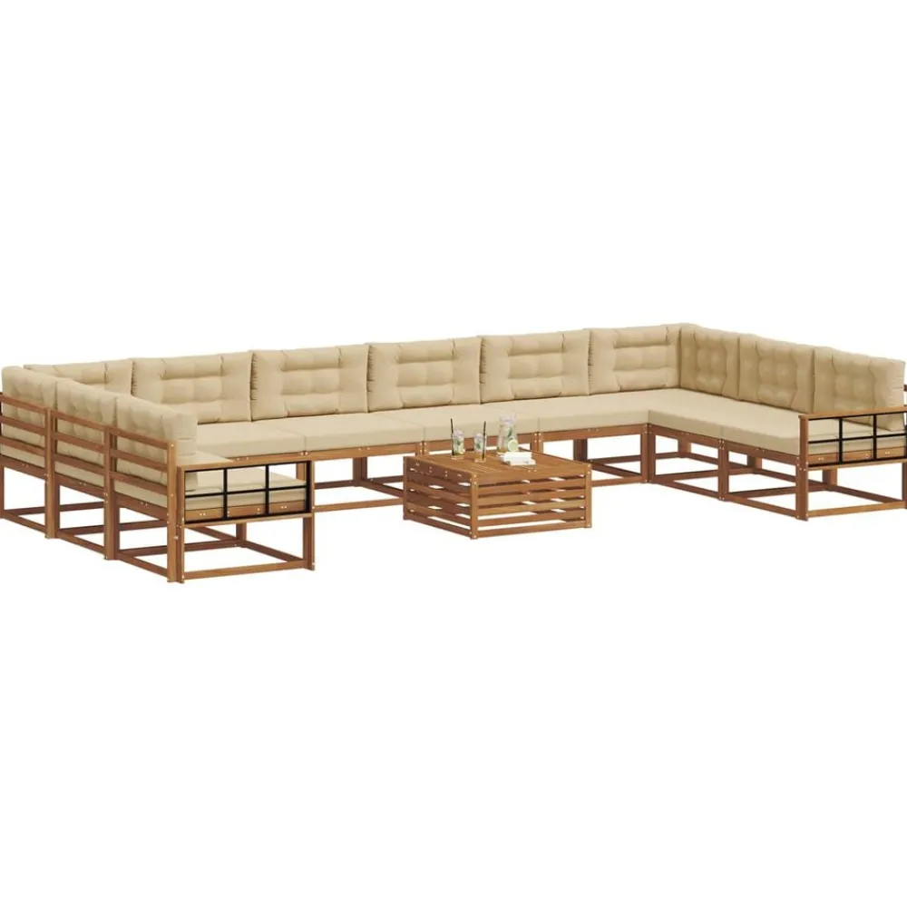 vidaXL Conjuntos De Muebles-Conjunto de sofás de exterior con cojín 11 pcs