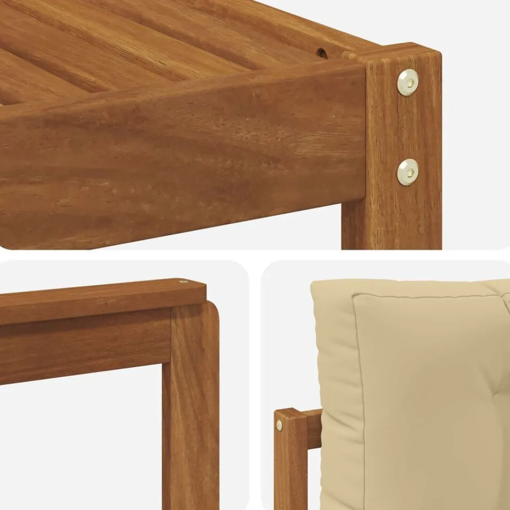 vidaXL Conjunto de sofás de exterior con cojín 5 pcs Natural y beige Hot