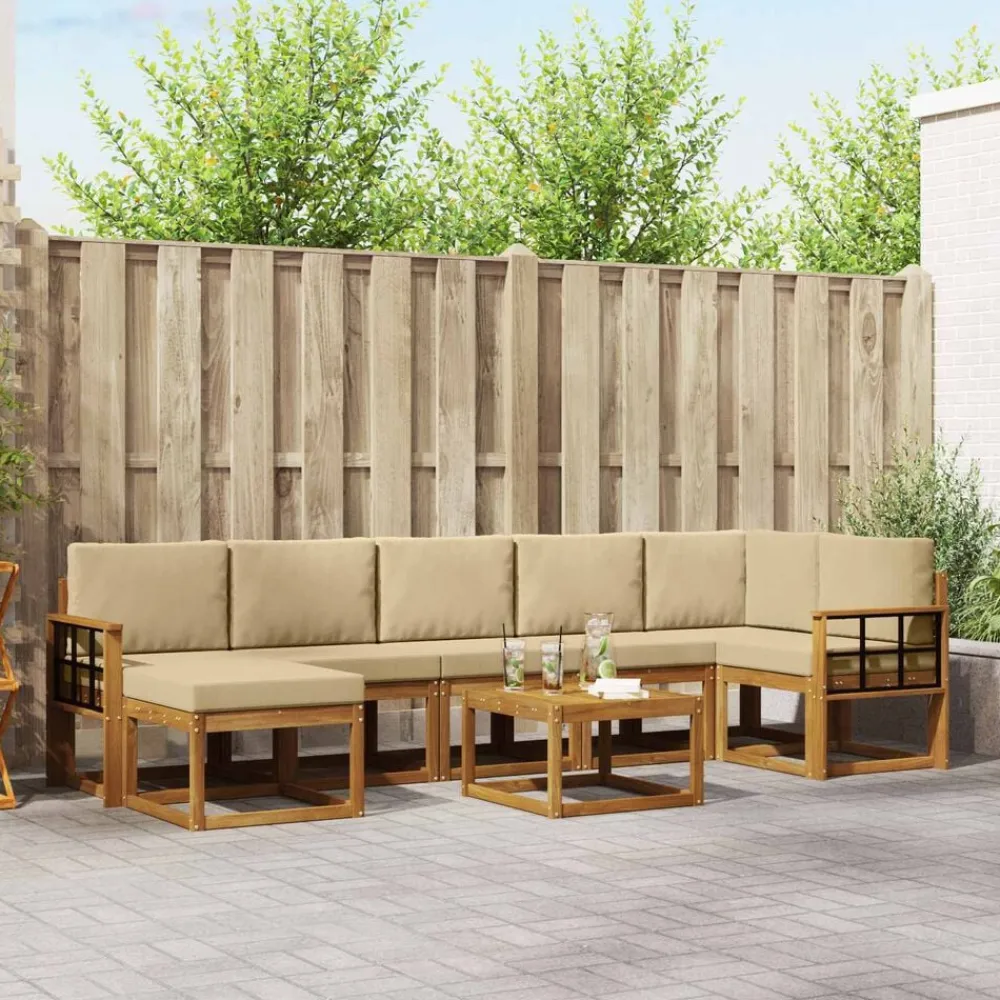 vidaXL Conjuntos De Muebles-Conjunto de sofás de exterior con cojín 8 pcs