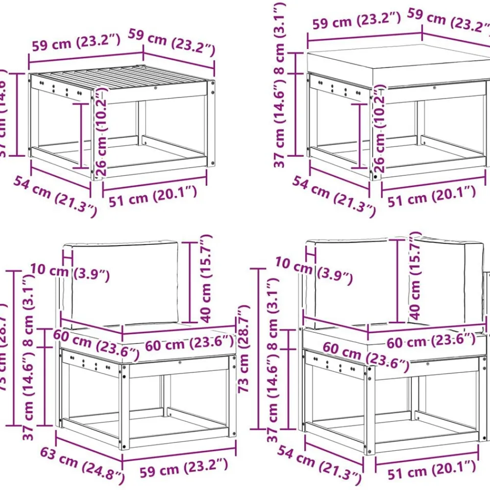 vidaXL Conjuntos De Muebles-Conjunto de sofás de exterior con cojín 8 pcs