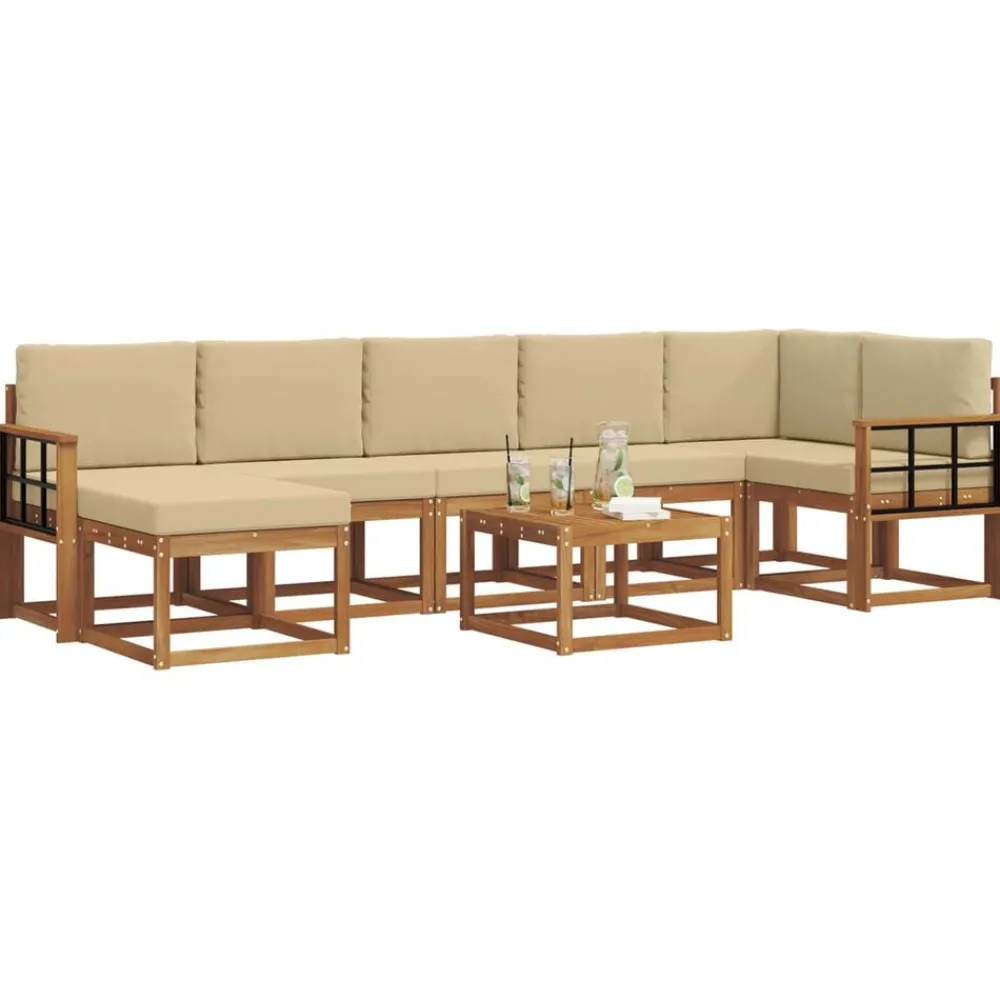 vidaXL Conjuntos De Muebles-Conjunto de sofás de exterior con cojín 8 pcs