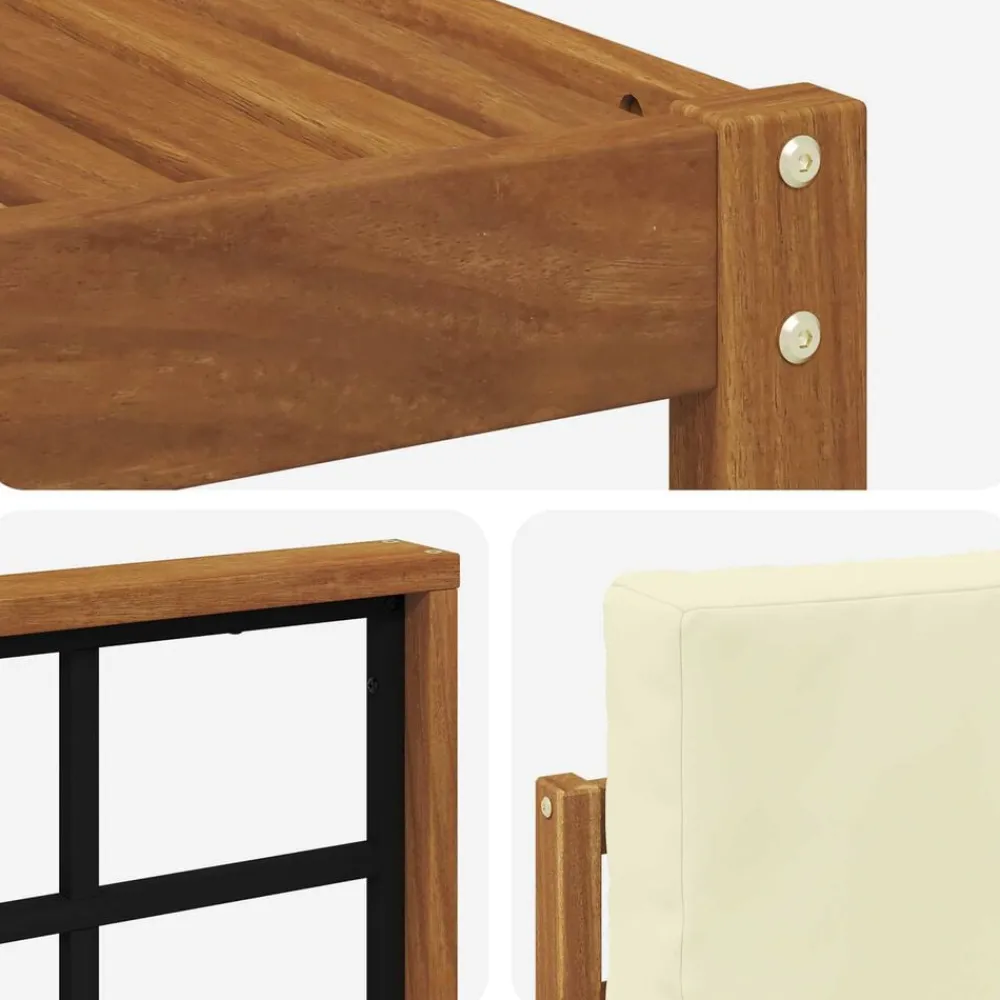 vidaXL Conjunto de sofás de exterior con cojín 5 pcs Natural y crema Sale
