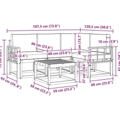 vidaXL Conjunto de sofás de exterior con cojín 5 pcs Natural y crema Sale