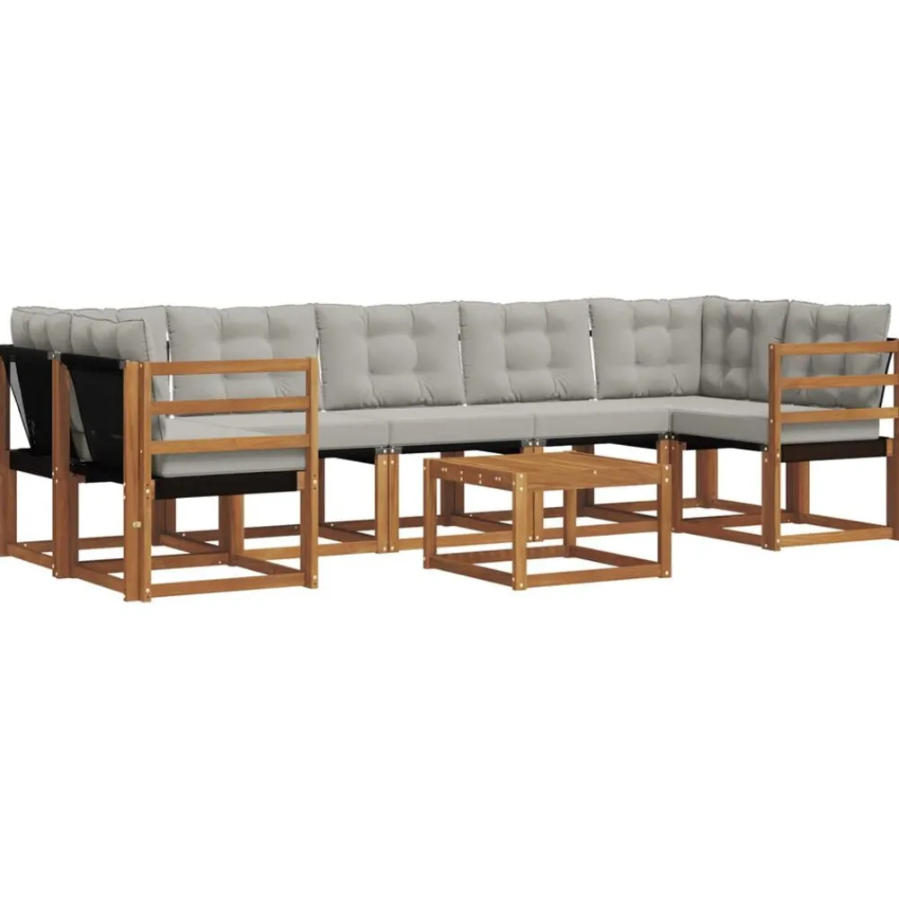 vidaXL Conjunto de sofás de exterior 8 pcs Gris Natural y Claro Gris claro y natural Outlet