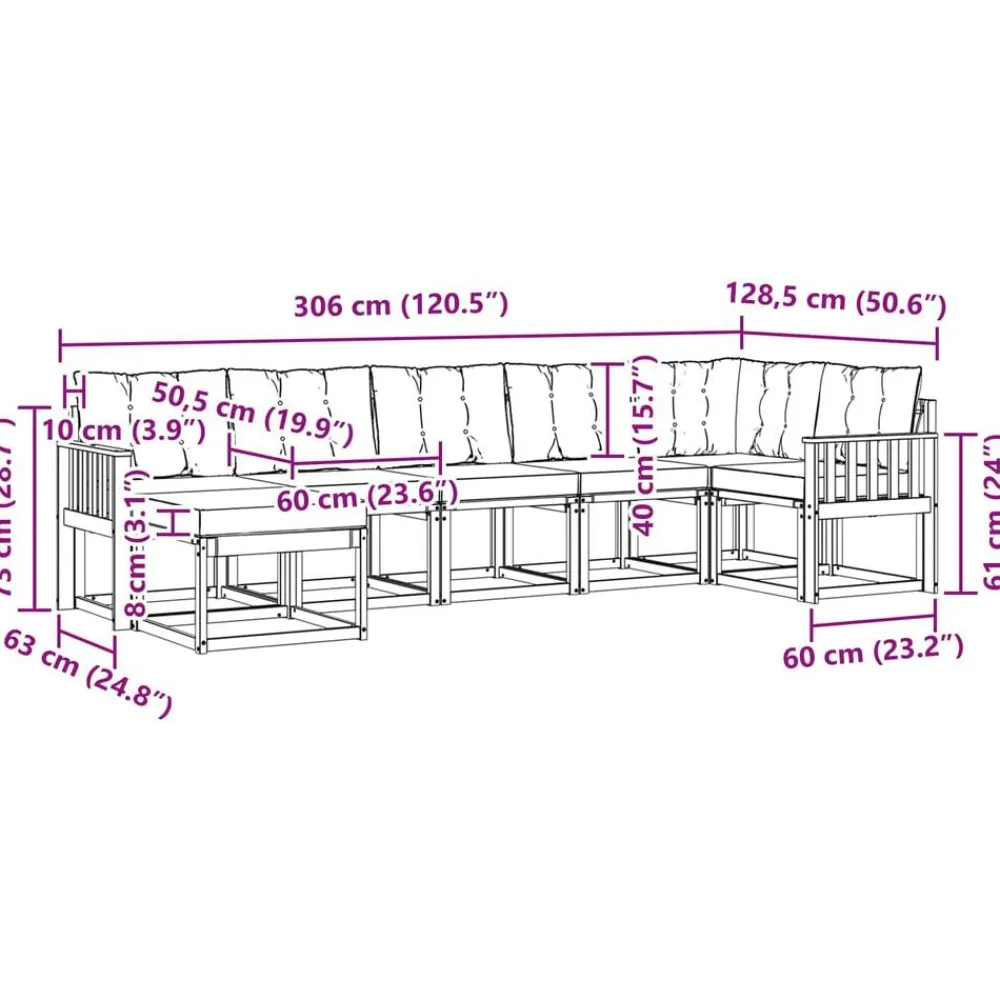 vidaXL Conjuntos De Muebles-Conjunto de sofás de exterior 7 pcs Gris Natural y Claro