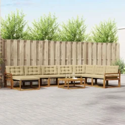 vidaXL Conjuntos De Muebles-Conjunto de sofás de exterior con cojín 9 pcs
