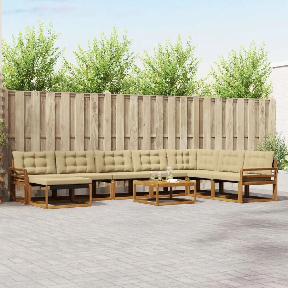 vidaXL Conjuntos De Muebles-Conjunto de sofás de exterior con cojín 9 pcs