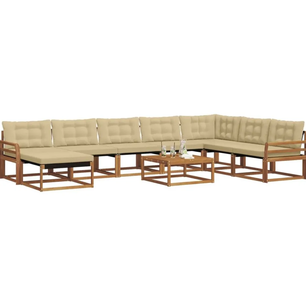 vidaXL Conjuntos De Muebles-Conjunto de sofás de exterior con cojín 9 pcs