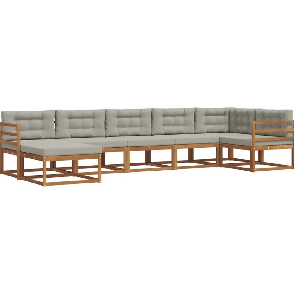 vidaXL Conjuntos De Muebles-Conjunto de sofás de exterior 7 pcs Gris Natural y Claro