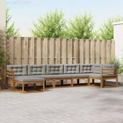 vidaXL Conjuntos De Muebles-Conjunto de sofás de exterior 7 pcs Gris Natural y Claro