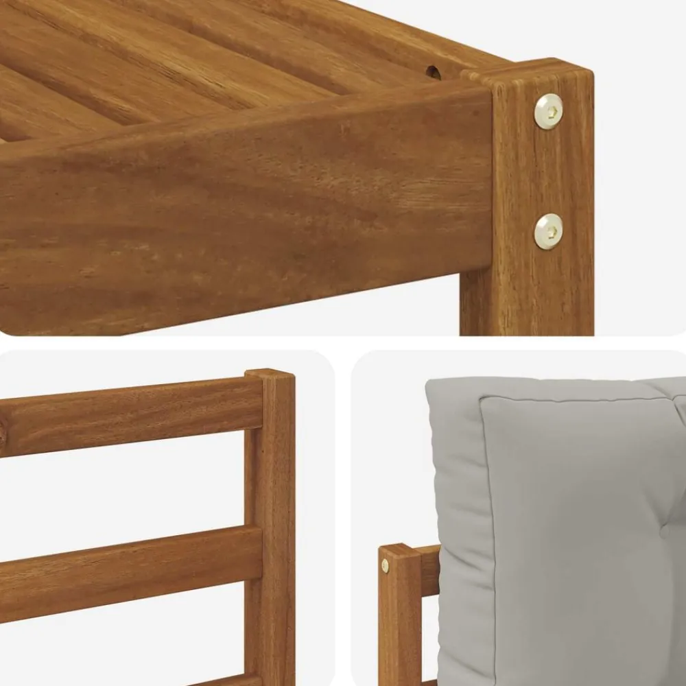 vidaXL Conjuntos De Muebles-Conjunto de sofás de exterior 7 pcs Gris Natural y Claro